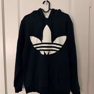Adidas Men's Black and White Trefoil Hoodie